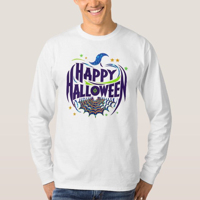 T-shirt/ hookar / Sweatshirt Happy halloween logot T Shirt (Framsida)