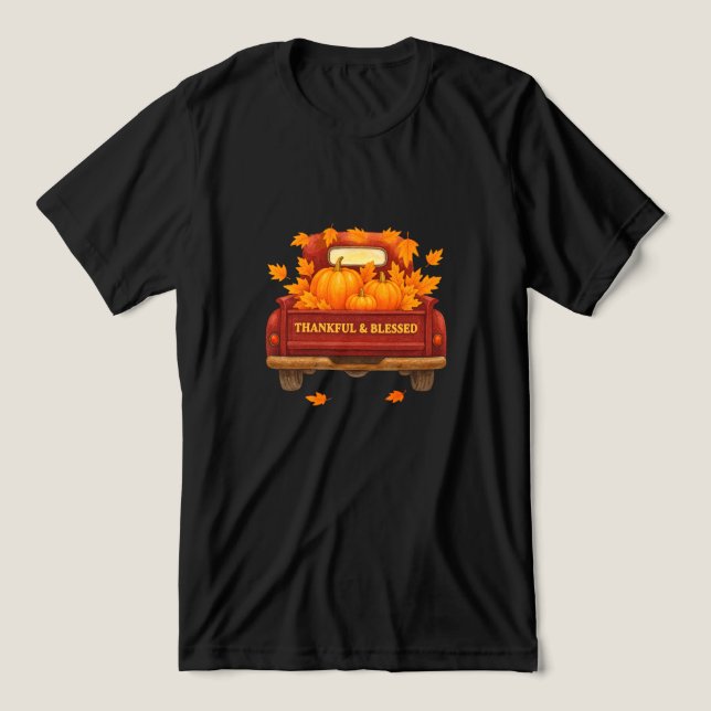 T-Shirt-Höst löv & Pumpkins Unisex T Shirt (Design Framsida)