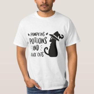 T-shirt humour potions potirons et chats noirs