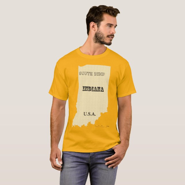 T-shirt - Indiana Karta med City (Hel framsida)