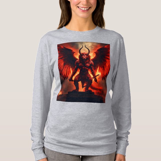 T-Shirt Infernal Winged Warrior – Eldig Djävulkonu (Framsida)