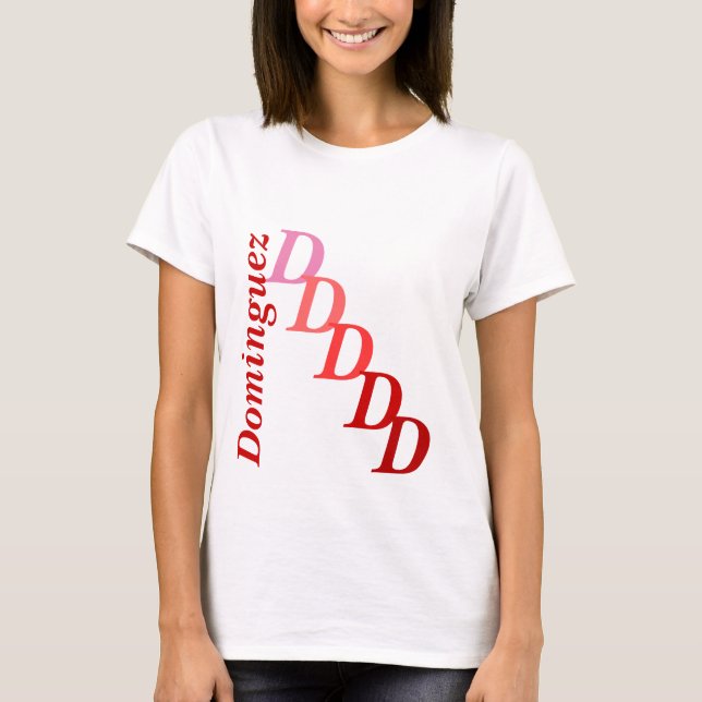 t-shirt - Inledande i röda skuggor med efternamn (Framsida)