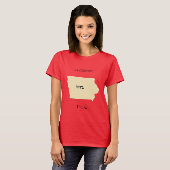 T-shirt - Iowa Karta med City (Hel framsida)