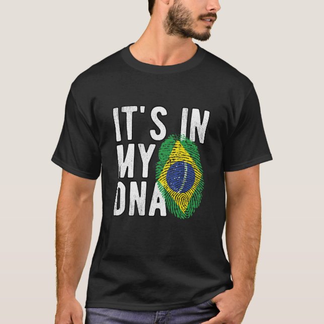 T-shirt It's in my DNA brazil Flag Fingerprints (Framsida)