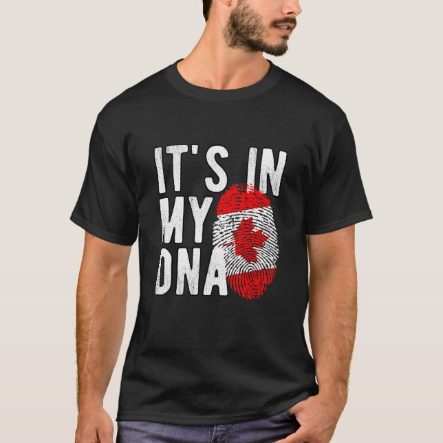 T-shirt It's in my DNA canada Flag Fingerprints (Framsida)