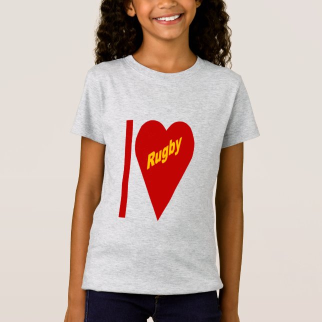 T-shirt jersey fin filles  I  LOVE  RUGBY (Framsida)