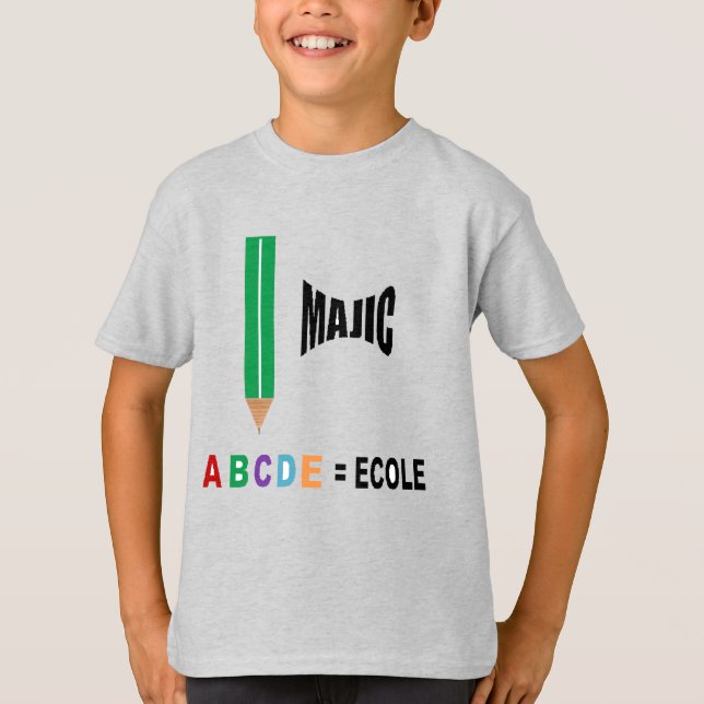 T-shirt jersey gris bruyère  Magic ECOLE (Framsida)