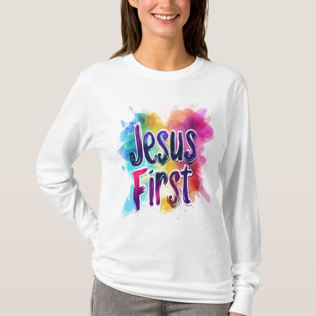 T-shirt "Jesus First" basique à manches longues (Framsida)