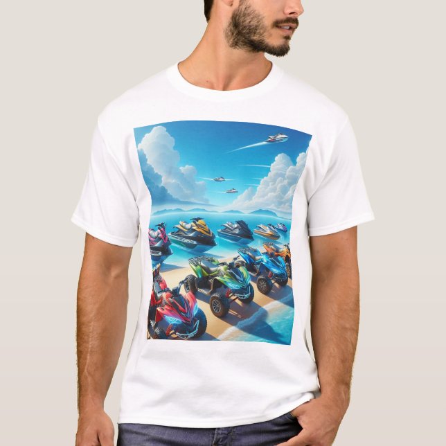 T-Shirt  Jet Skis Waver Runners, and ATVs Beach (Framsida)