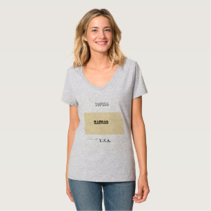 T-shirt - Kansas Karta med Stad