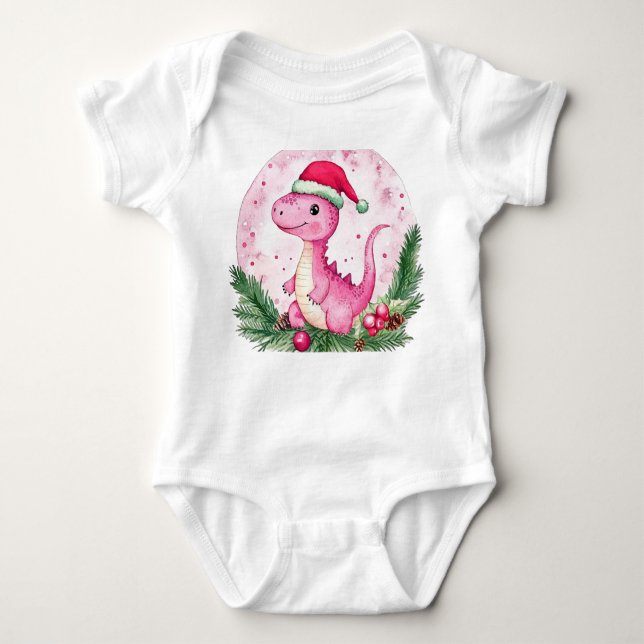 T-Shirt-kardräkt baby dinosaur rosa T Shirt (Framsida)