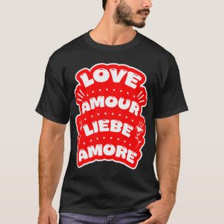 T-shirt Kärlek på fyra språk Lycklig Valentine's