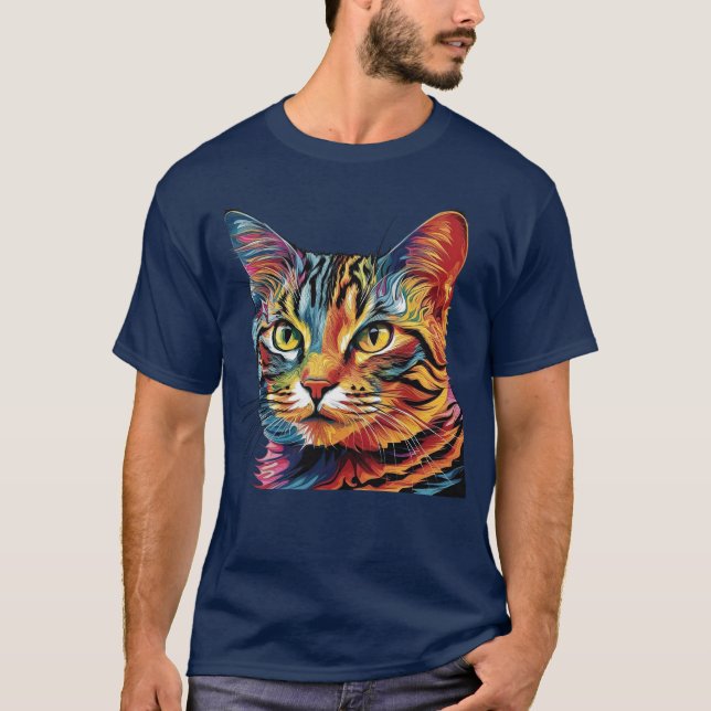 T-Shirt-katt mönstrad T Shirt (Framsida)