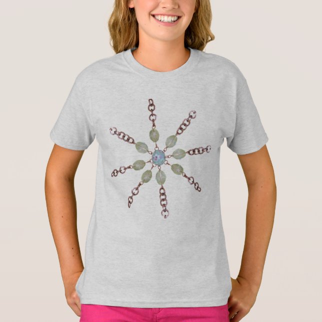 T-Shirt - Kopparkedja och pärlor (Framsida)
