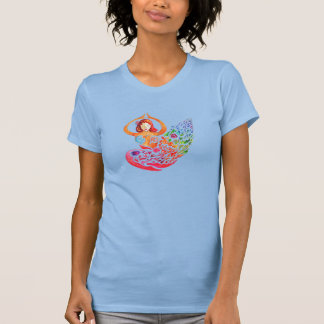 T-Shirt Kvinna med Yoga Meditation Regnbågsdesign