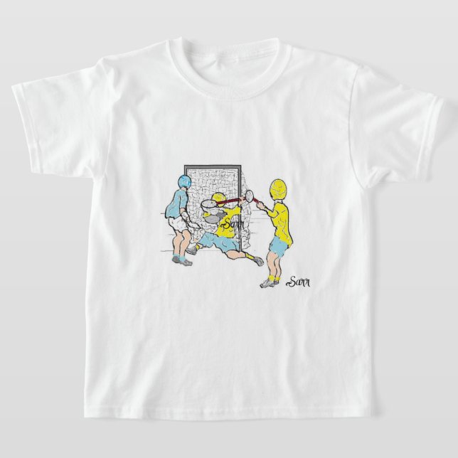 T-Shirt : Lacrosse Players . (Laydown)