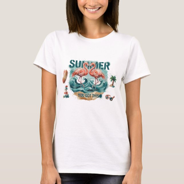 T-Shirt  Livlig Sommar Du Klarar Detta Tropisk Fla (Framsida)