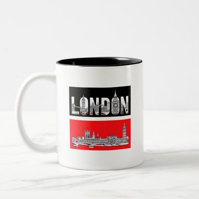 T-SHIRT LONDON NYA MODedesignER TEE Två-Tonad Mugg (Vänster)