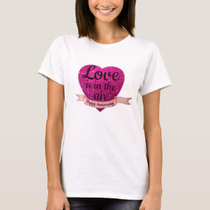 T-shirt Lycklig Annivesary Kärlek Rosa Heart