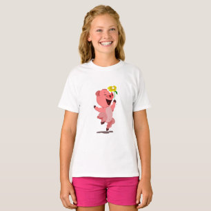 T-Shirt Lycklig Gris med Daisy Flower