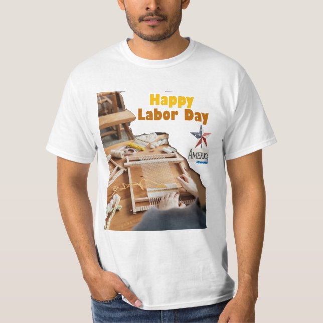 t-shirt lycklig labor day usa usa (Framsida)