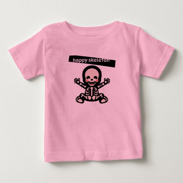 T-SHIRT LYCKLIG SKELETON FÖR BARN (Framsida)