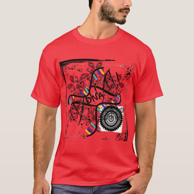 T- Shirt manar red DNA helix mönster T Shirt (Framsida)