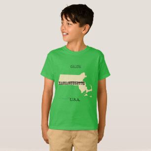 T-shirt - Massachusetts Karta med City