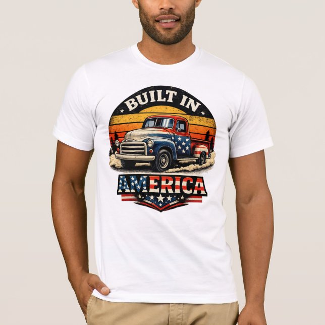 T-shirt med amerikansk vintage-lastbil (Framsida)