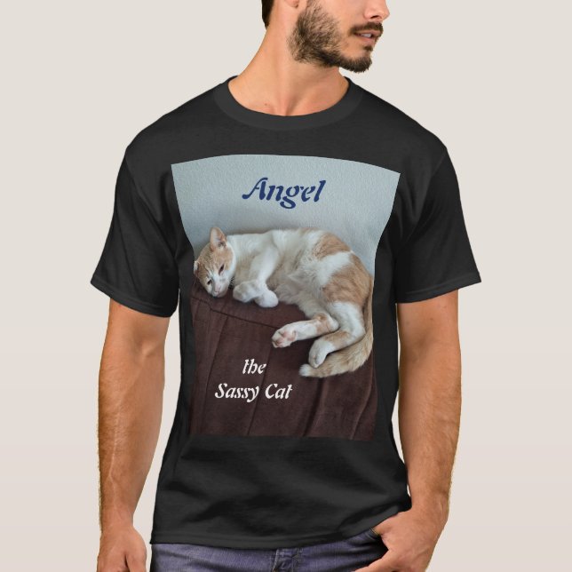 T-shirt med Angel den sassiga katten (Framsida)