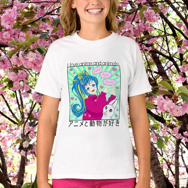 T-shirt med animerad tjej och dumskalle. (Skapare uppladdad)
