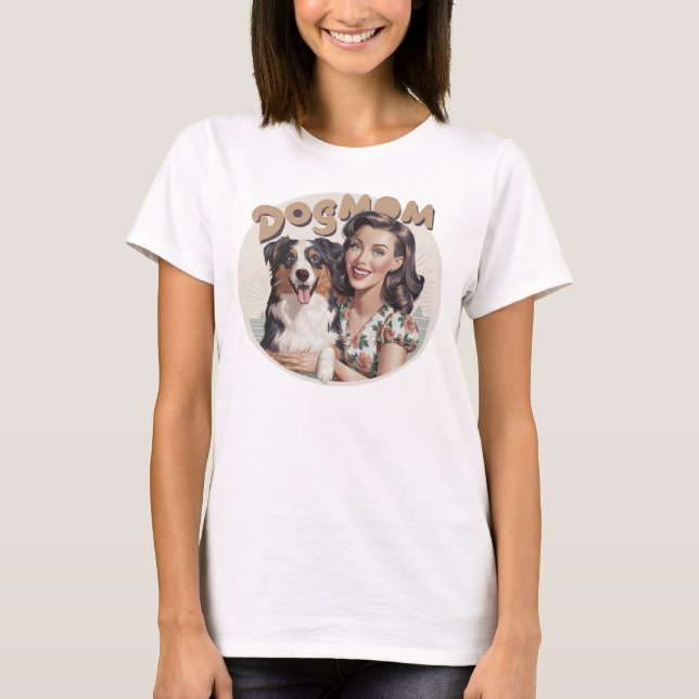 T-shirt med Australian Shepherd Aussie Dogmom hund (Framsida)