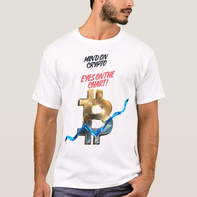 T-shirt med Bitcoin-diagram och Mind on Crypto (Framsida)