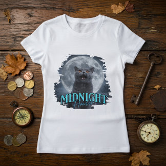 T-shirt med brittisk korthårskatt som ylar mot mån