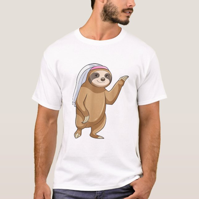 T-shirt med brudslöja för latmaskarbrud (Framsida)