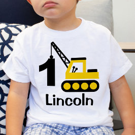 T-shirt med byggkran för pojke 1-årsdag