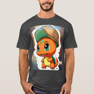 T-shirt med chibi-stil Charmander med ljusgr
