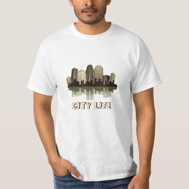T-shirt med City Life-illustration (Framsida)