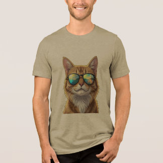 T-shirt med cool katt som bär solglasögon