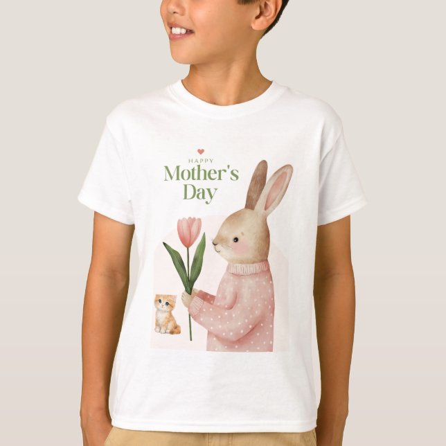 T-shirt med design av katt och kanin (Framsida)