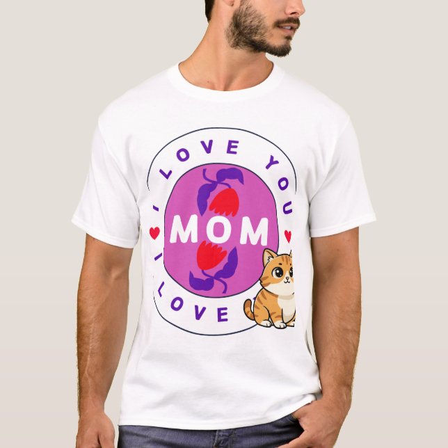 t-shirt med design av katt och mamma (Framsida)