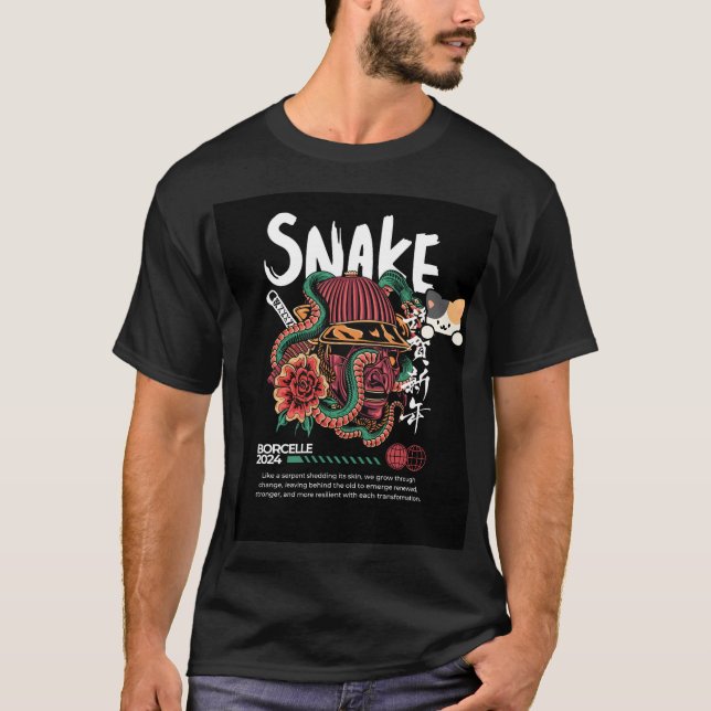 T-shirt med design av orm & söt husdjurkatt (Framsida)