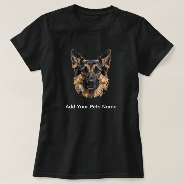 T-shirt med design av tysk schäferhund (Design framsida)