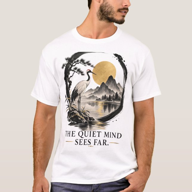 T-shirt med Dhammapada - Tyst Mind Ser Långt (Framsida)