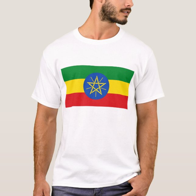 T Shirt med Etiopiens Flagga (Framsida)