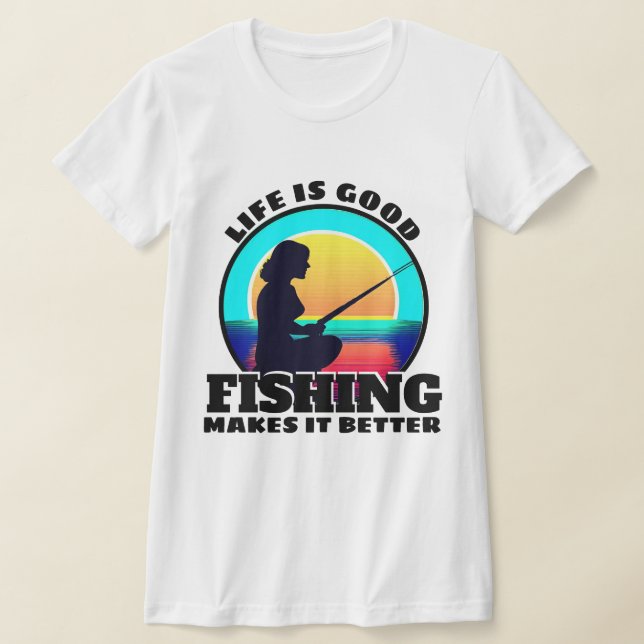 T-shirt med fiske och texten Livet är bra (Laydown)