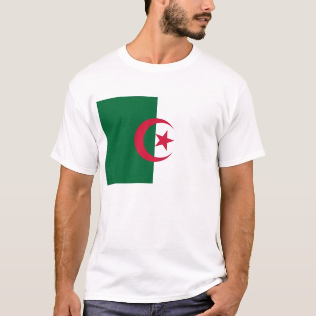 T Shirt med Flagga Algeriet (Framsida)