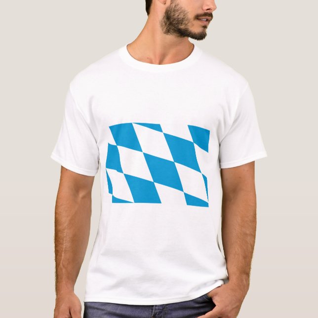 T Shirt med Flagga av Bayern, Tyskland (Framsida)