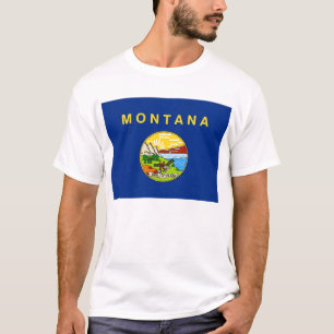 T Shirt med Flagga av Montana State USA