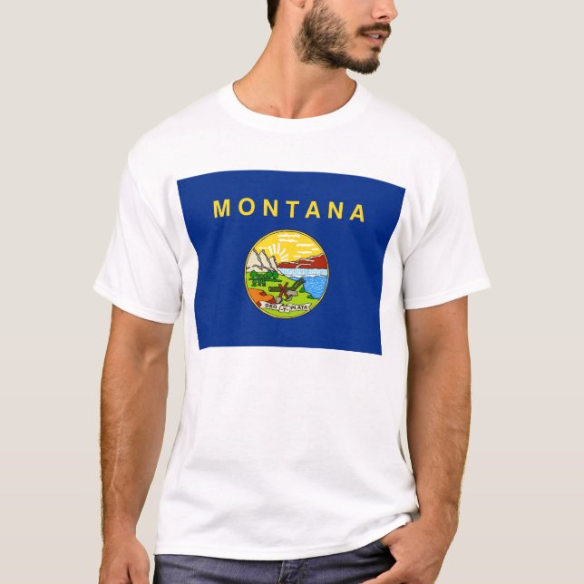 T Shirt med Flagga av Montana State USA (Framsida)